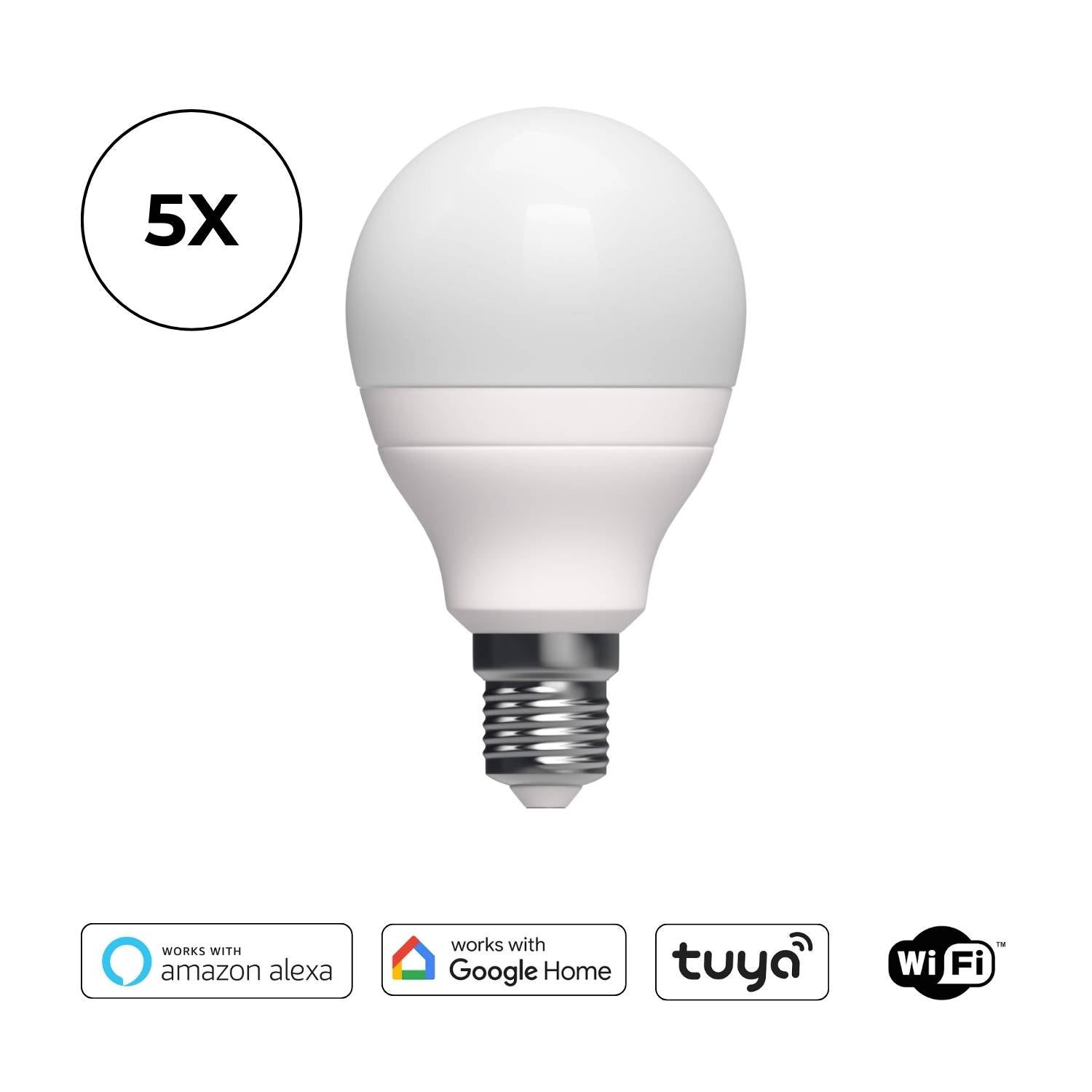 Set van 5: E14 Smart Home RGB + CCT LED-lampen